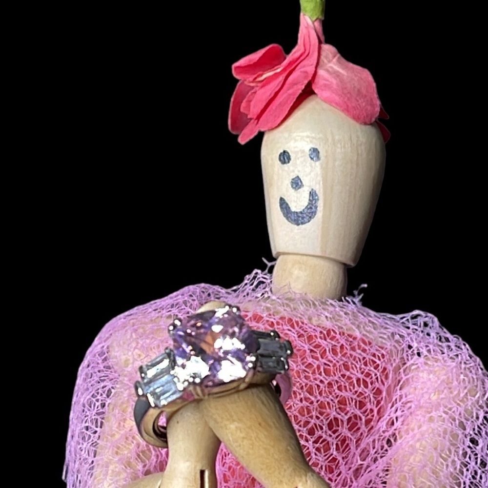 Pink Amethyst Rhinestone Statement Ring - image 7